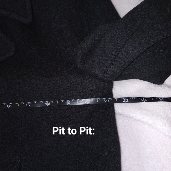 Vtg Larry Levine Wool Peacoat Womens Size 10 Black Double Breasted - Picture 6 of 11